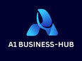 A1 Business-Hub logo with a blue gradient design on a black background