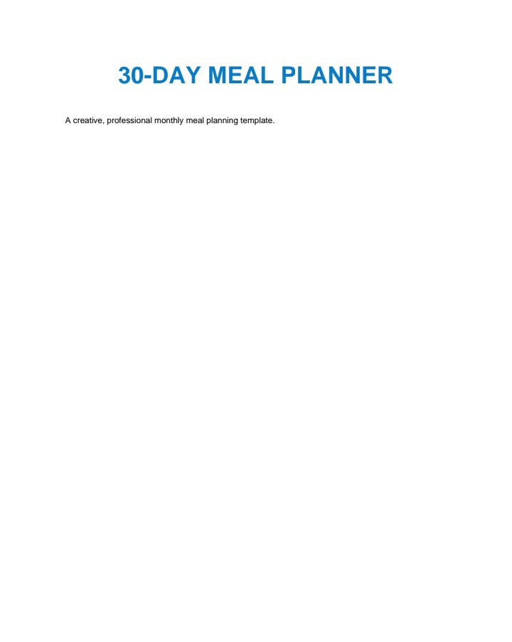 30-Day Meal Planner digital download with professional monthly meal planning template - A1 Business-Hub