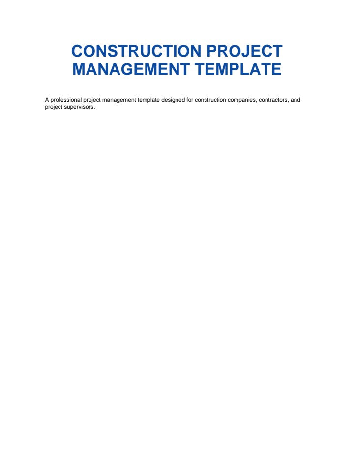 Construction Project Management Template digital download for contractors and supervisors A1 Business-Hub