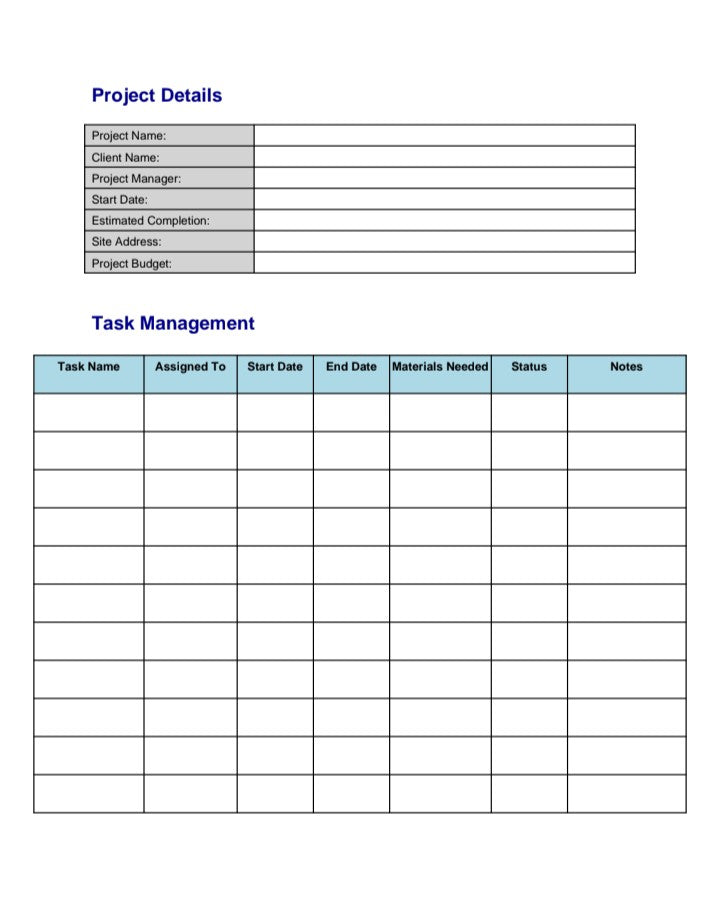 Project details and task management template with tables for project info and tasks, digital download A1 Business-Hub
