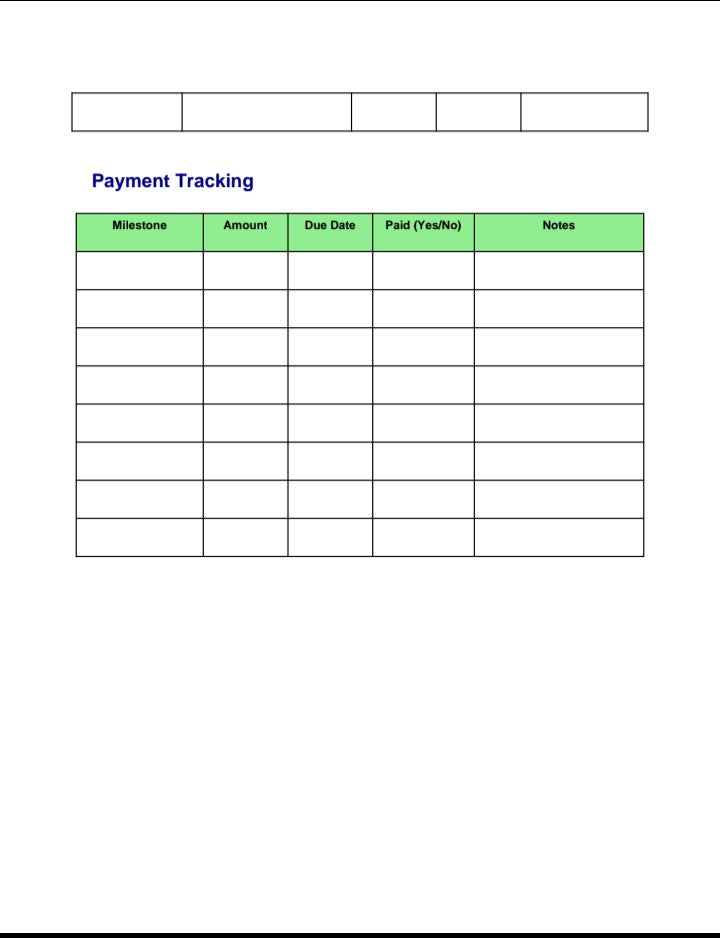 Payment Tracking template spreadsheet with columns for milestone, amount, due date, paid, and notes by A1 Business-Hub