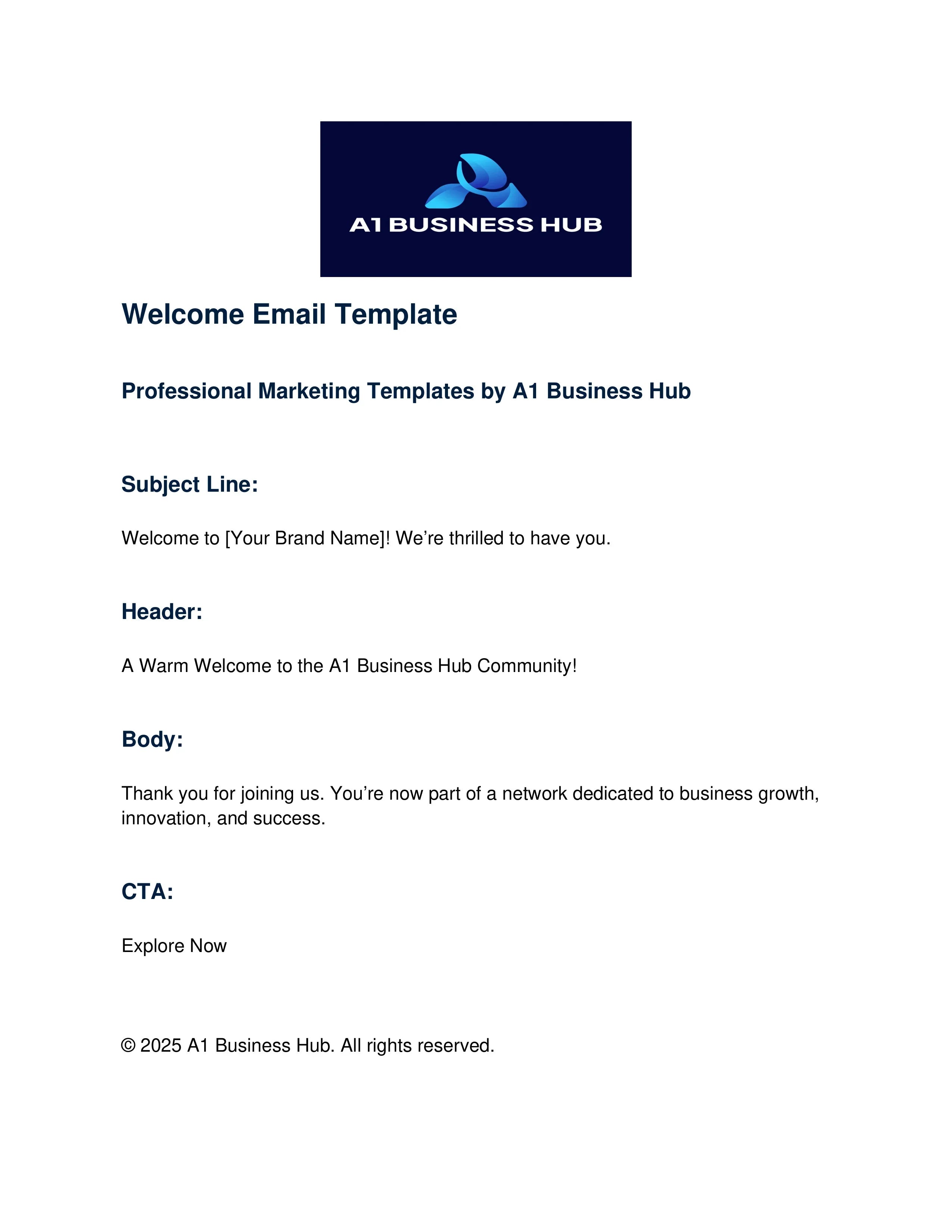(Simple) Welcome Email - (Marketing Template)