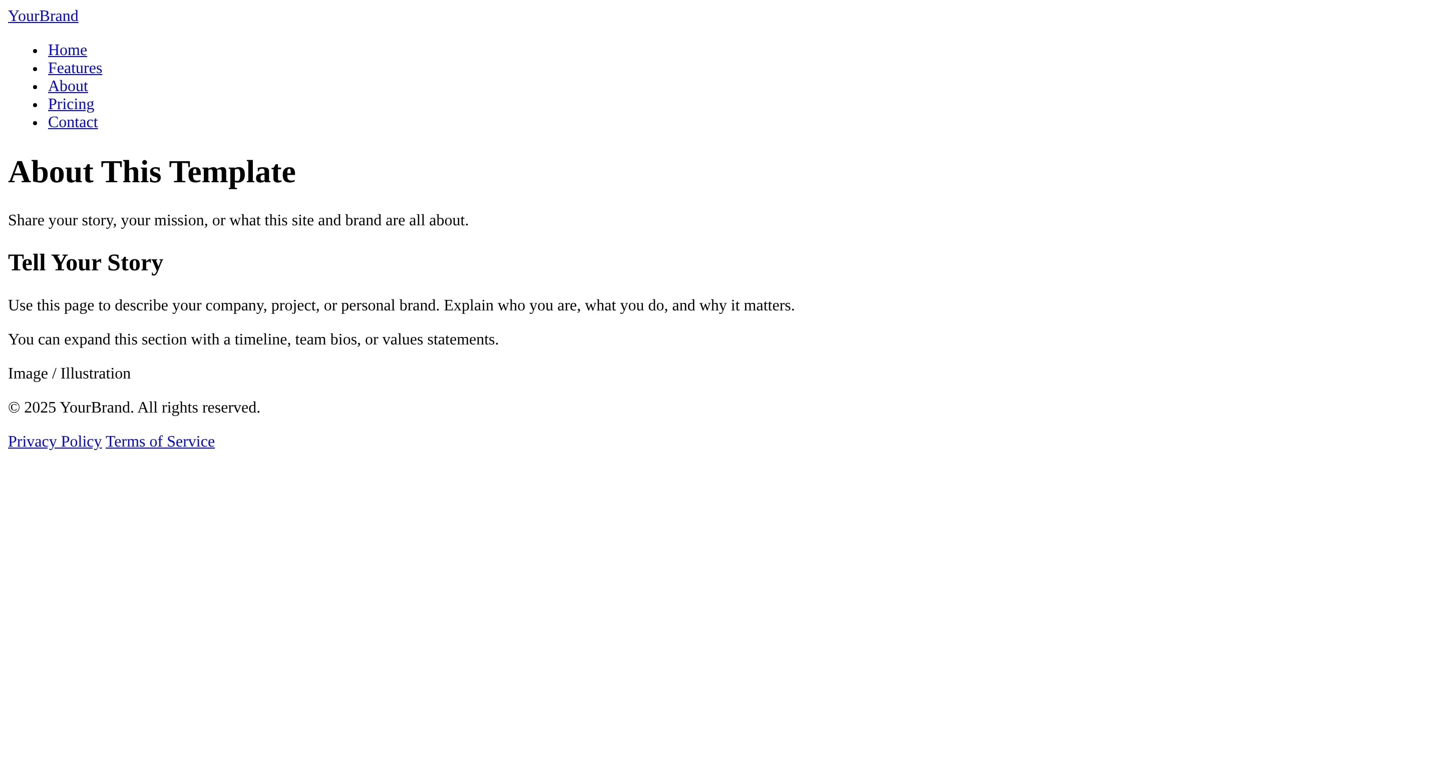 About This Template digital download page with text explaining brand story and mission A1 Business-Hub