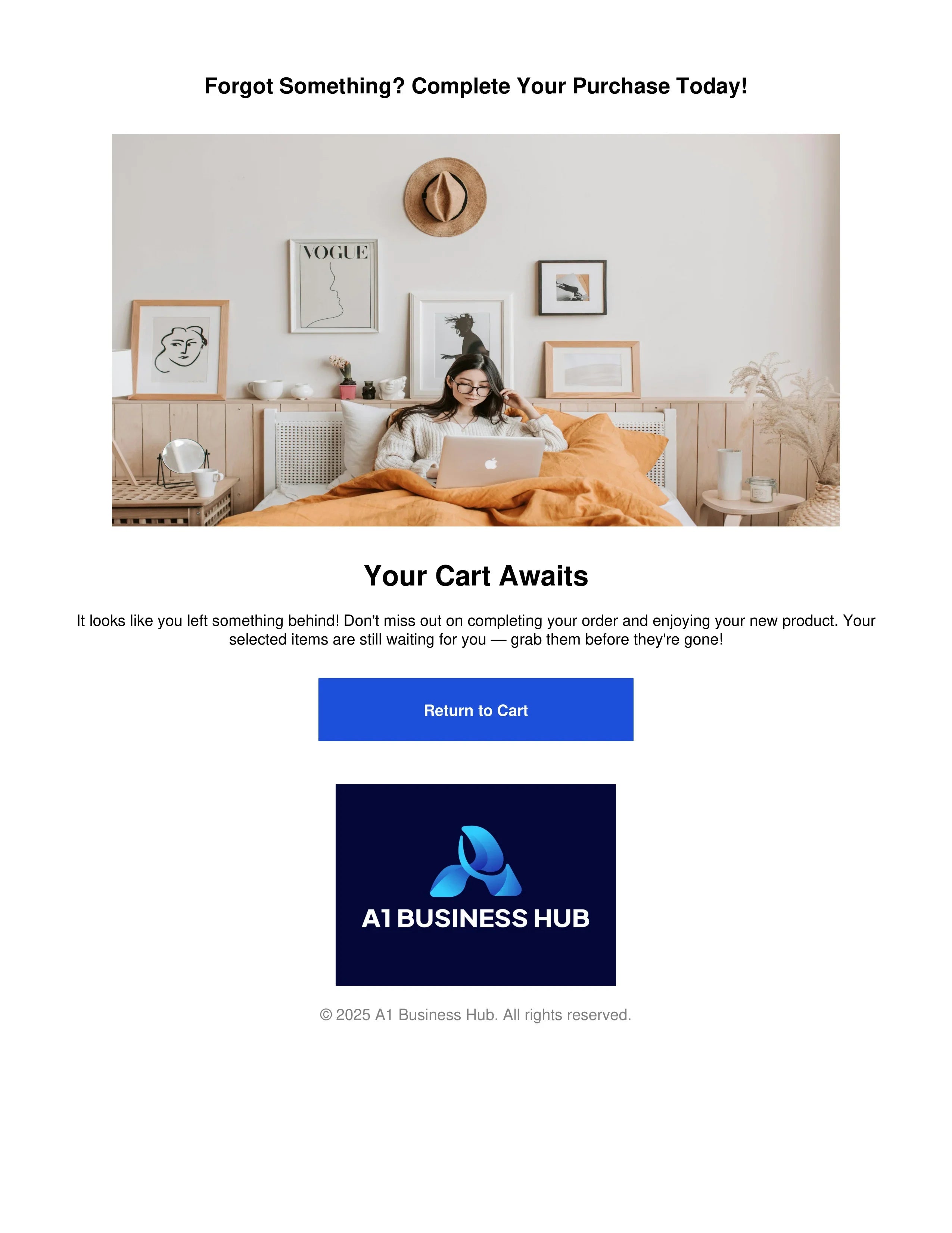 (Sophisticated) Cart Abandonment Email - (Marketing Template)