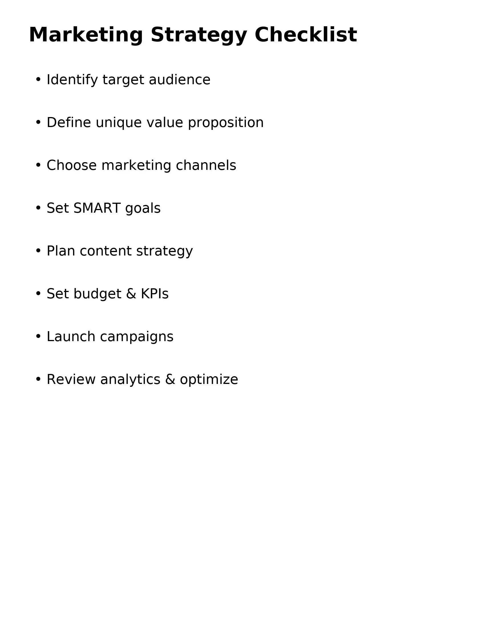 Marketing Strategy Checklist - (Template)