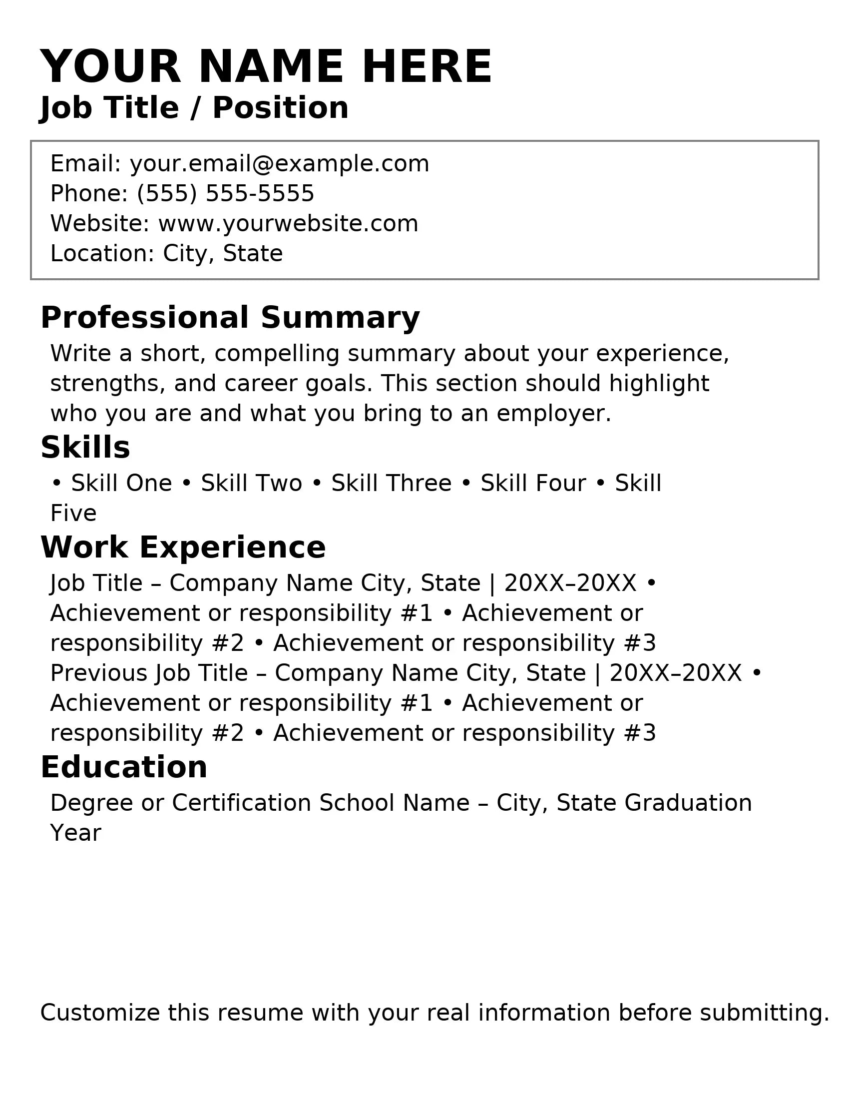 Resume - (Template)