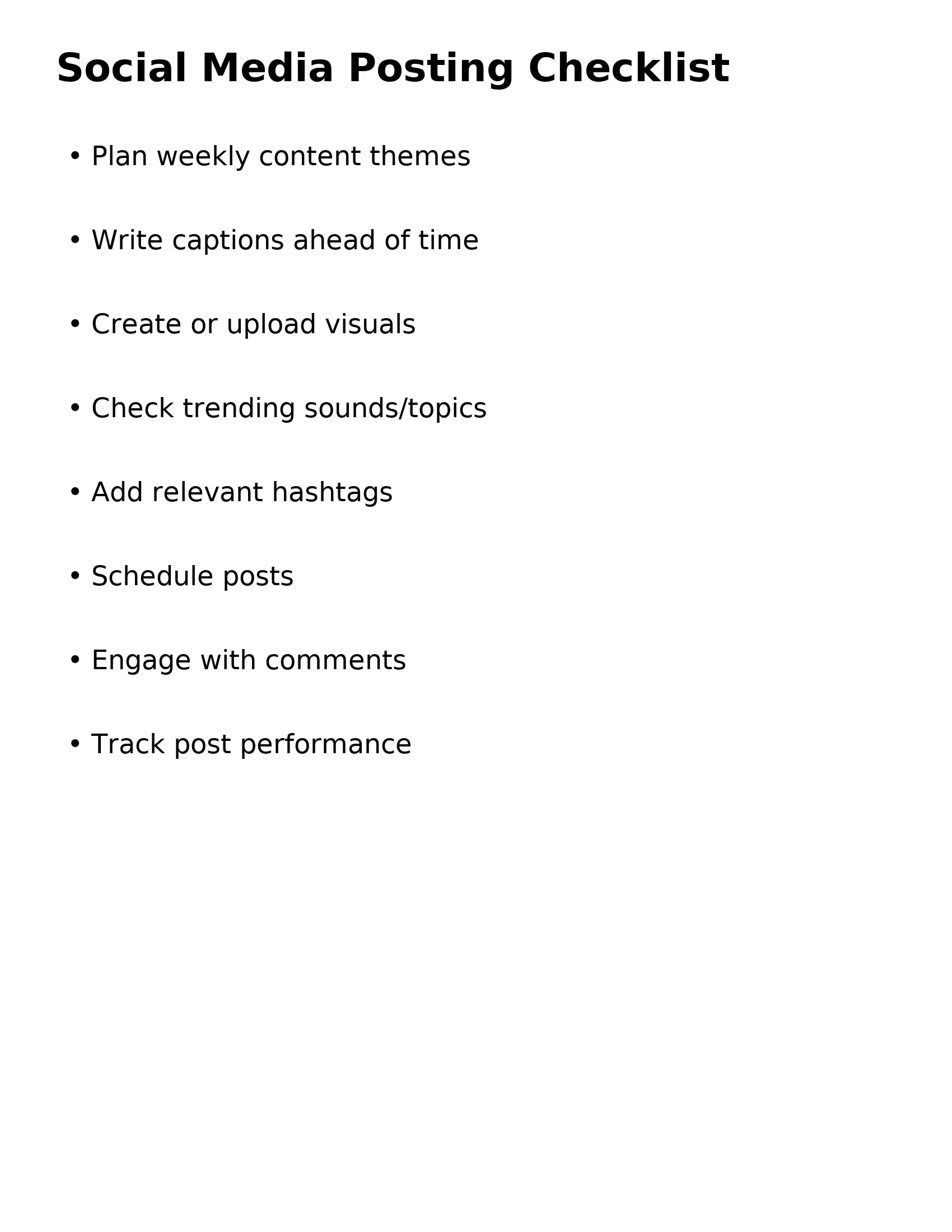Social Media Posting Checklist - (Template)
